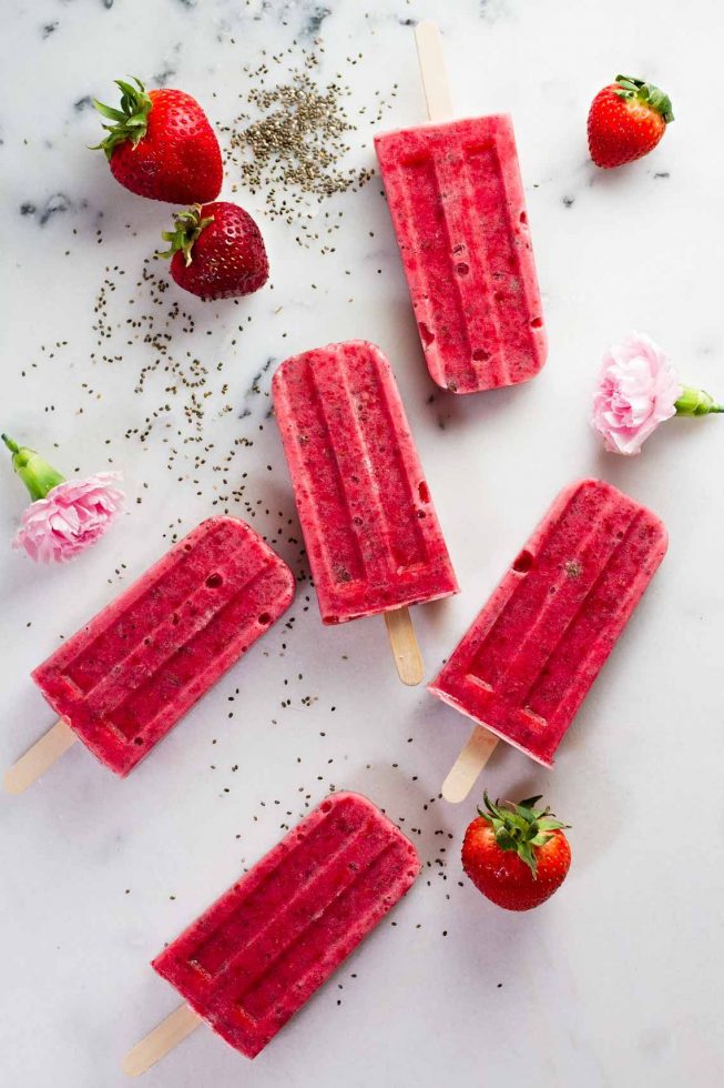 Strawberry Chia Seed Popsicles