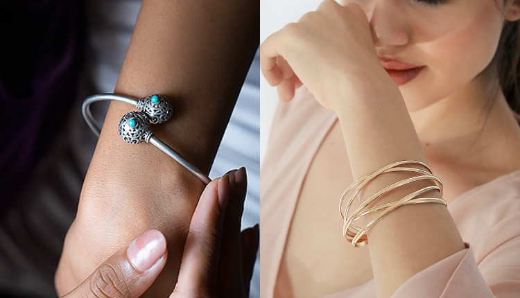 Silver or Gold-plated Bracelet Cuff Bangles