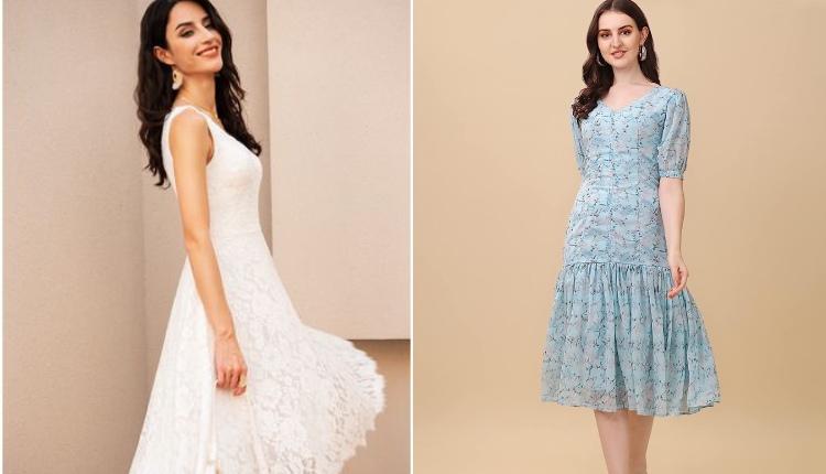 Knee-length or mid-length dresses in quick-drying fabrics