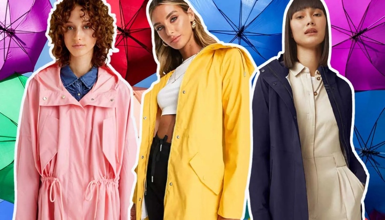Tailored shorts paired with vibrant raincoats