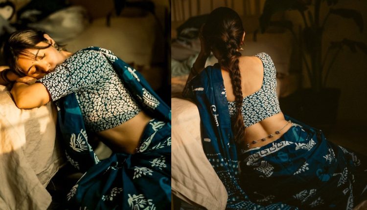 Indigo Handblock Printed Saree
