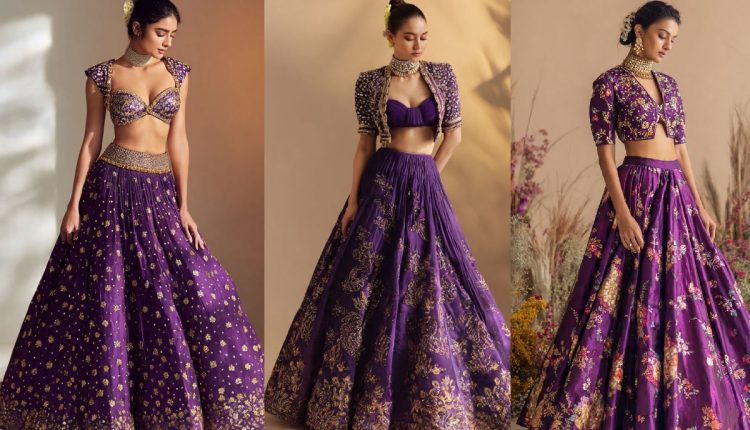 Purple floral lehenga