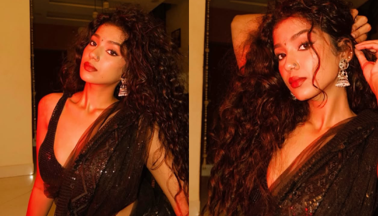 Black saree styling