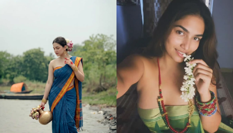 Blue saree styling