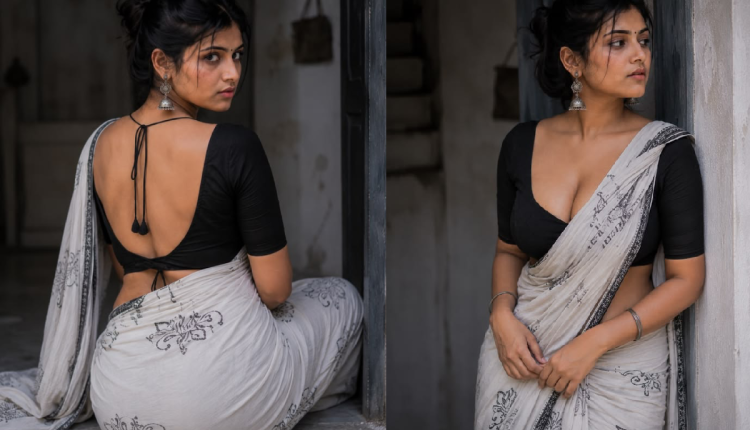 Black Blouse White Saree Trend 2026