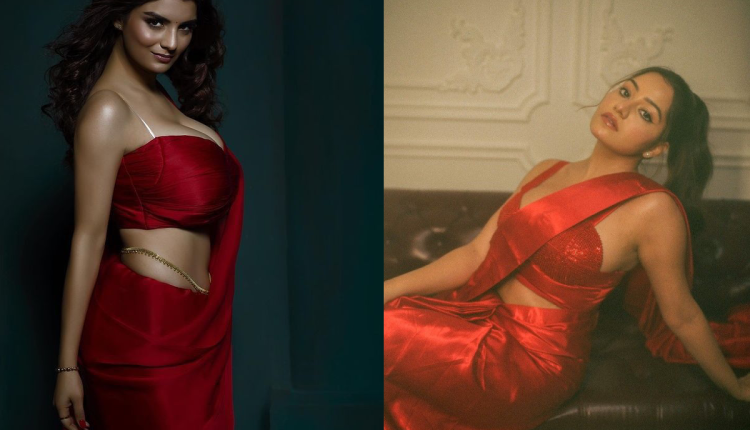 Red Satin Saree