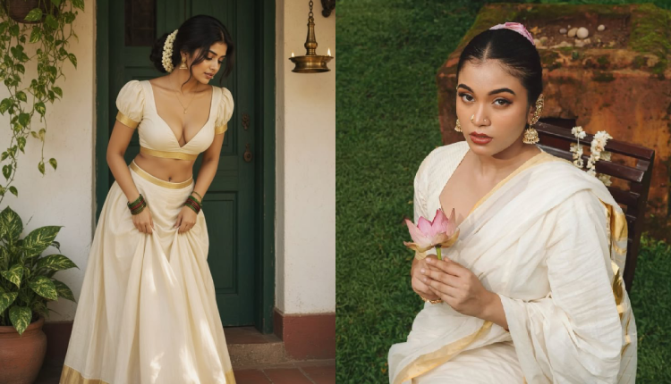 Ivory and Gold Saree