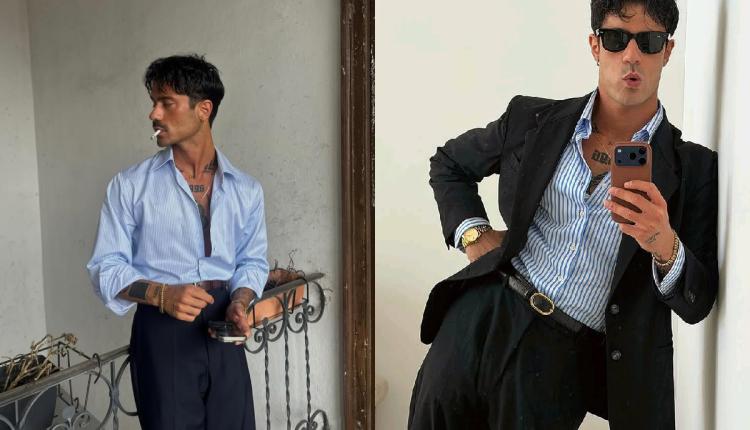 Blue Shirt, Black Trousers