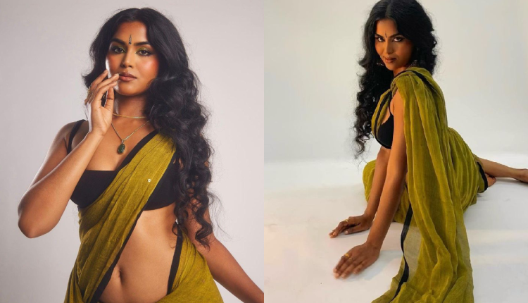 Olive Green Saree