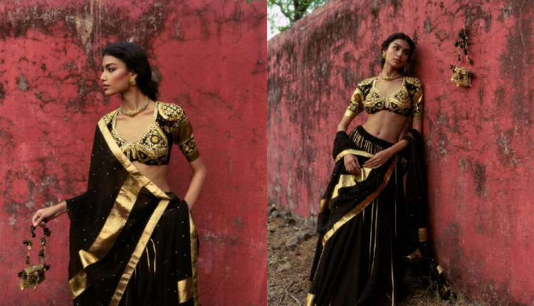 Black and Gold Saree