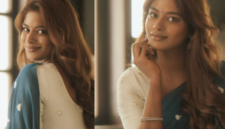 Teal Blue and Ivory Saree