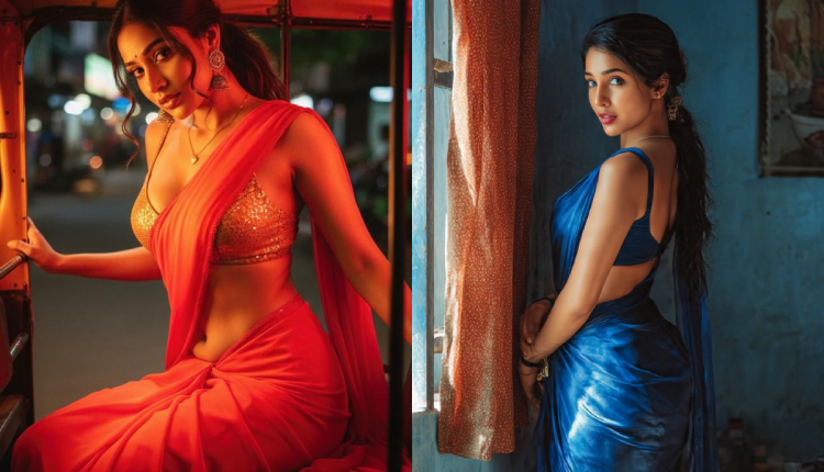 Red & Blue Saree