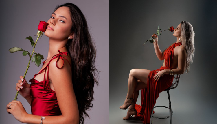 red satin dress