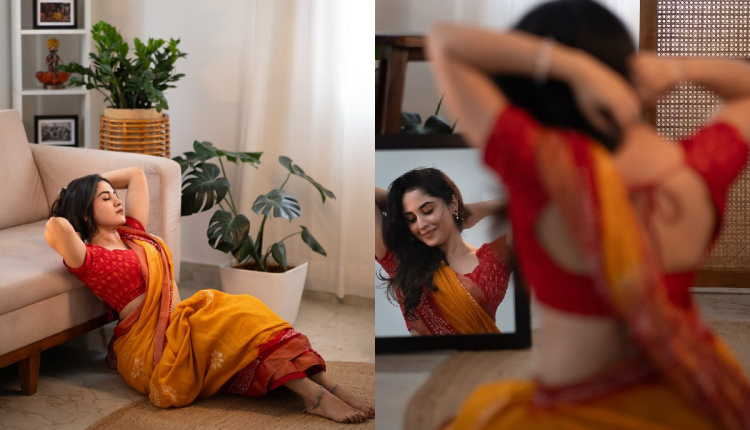 Mustard yellow saree