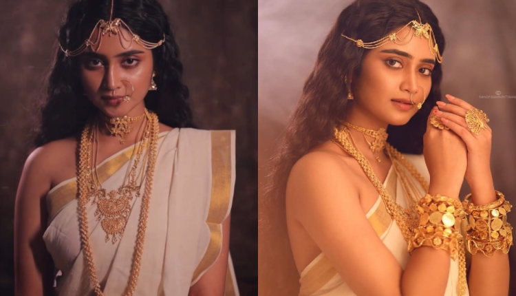 Ivory gold saree