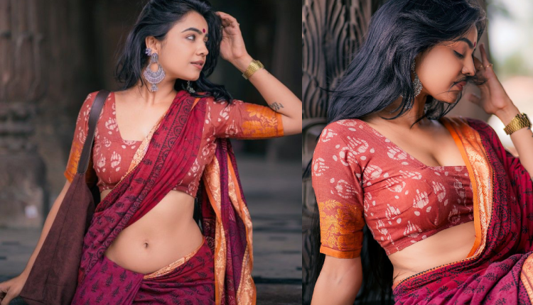 Magenta saree look