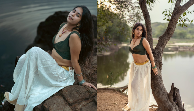 Green Blouse and White Skirt