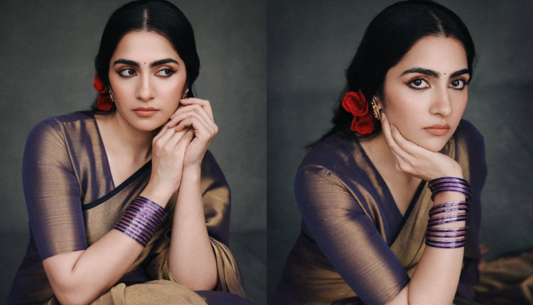 Navy blue and gold silk saree
